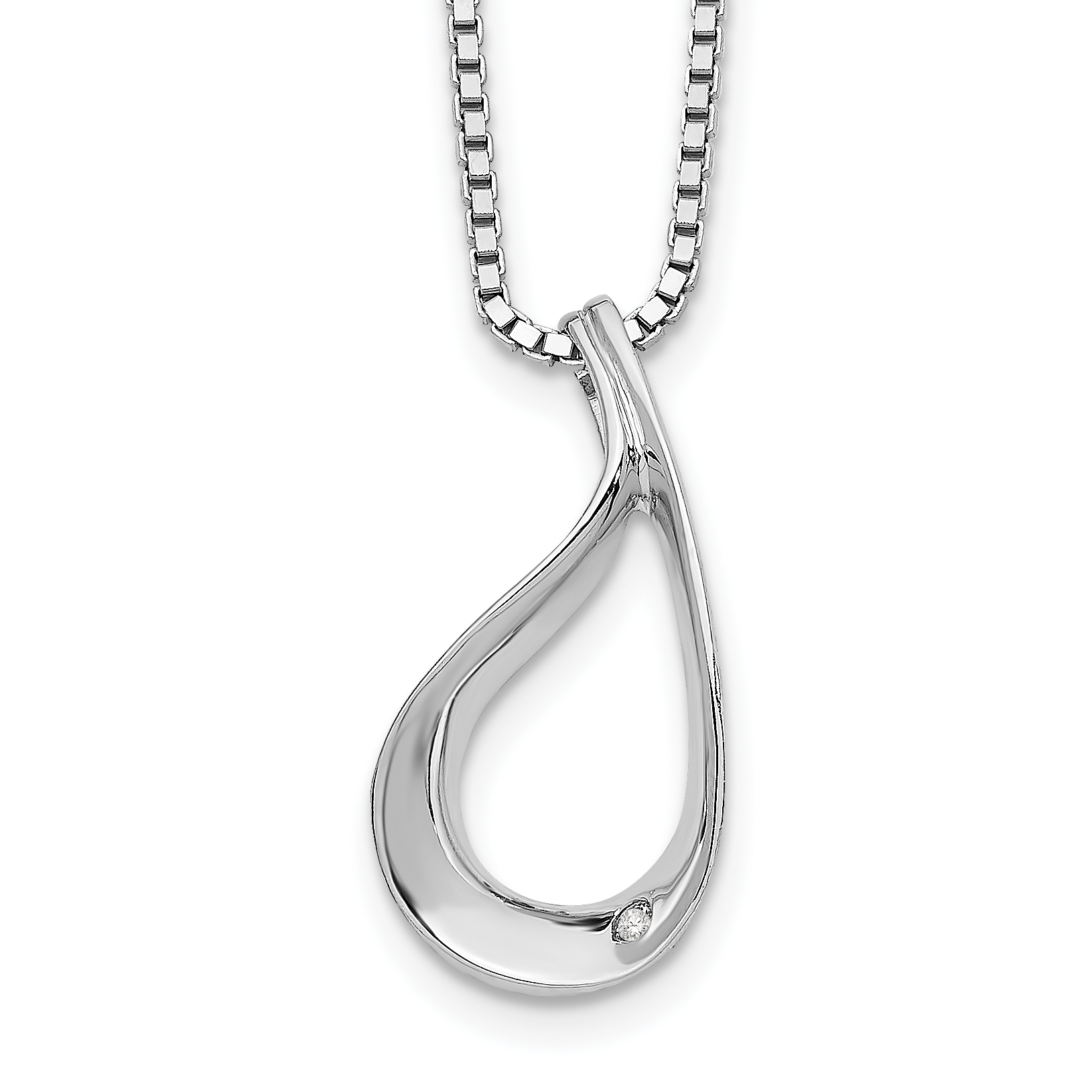 925 Sterling Silver Rhodium-Plated 18 Inch Diamond Necklace, 2